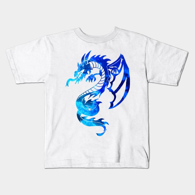 Blue Tribal Tattoo Dragon Kids T-Shirt by ZeichenbloQ